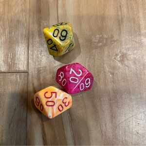 Chessex dice lot - Three Pieces D10 Ten-sided Dice, RPG, New W/out Packaging